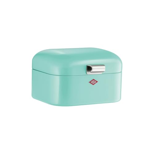 Wesco Mini Grandy Brotkasten in der Farbe mint grün, pulverbeschichtetes Stahlblech, Lüftungslöcher und stabiler Handgriff von WESCO