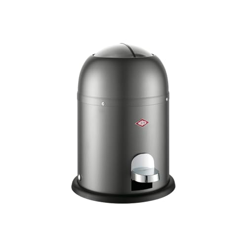 Wesco Mini Master Kosmetikeimer in der Farbe graphit matt, pulverbeschichtetes Stahlblech, 6 Liter Volumen, Kunststoff-Einsatz, Fußtritt von WESCO
