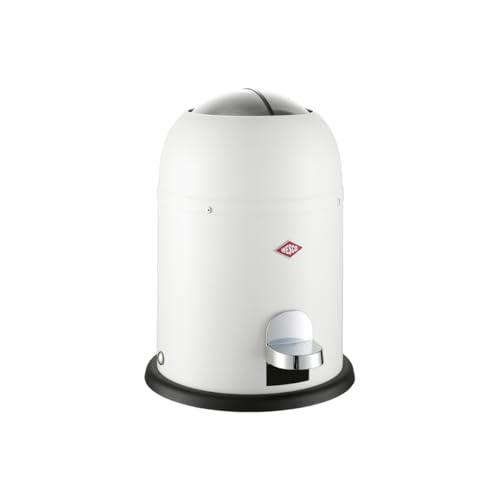 Wesco Mini Master Kosmetikeimer in der Farbe weiß matt, pulverbeschichtetes Stahlblech, 6 Liter Volumen, Kunststoff-Einsatz, Fußtritt von WESCO