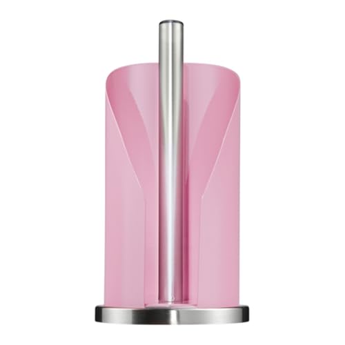 Wesco Papierrollenhalter in der Farbe pink aus Edelstahl und farbig lackiertem Stahlblech, standfester Edelstahl-Sockel, für handelsübliche Küchenpapierrollen oder 2-3 Toilettenpapierrollen von WESCO