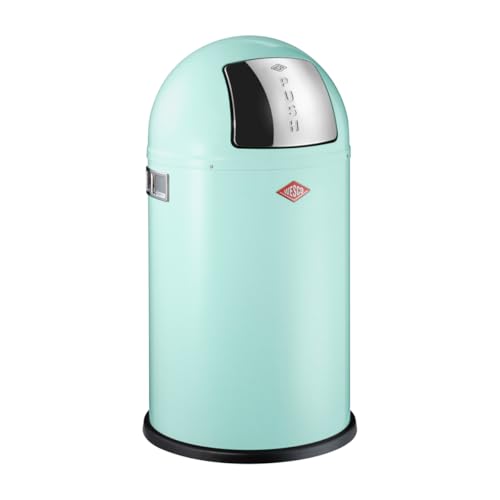 Wesco Pushboy junior Mülleimer in der Farbe mint grün, pulverbeschichtetes Stahlblech, 22 Liter Volumen, große Edelstahlklappe, herausnehmbarer Innenbehälter Wesco Pushboy junior Mülleimer in der Farbe mint grün, pulverbeschichtetes Stahlblech, 22 Liter Volumen, große Edelstahlklappe, herausnehmbarer Innenbehälter von WESCO