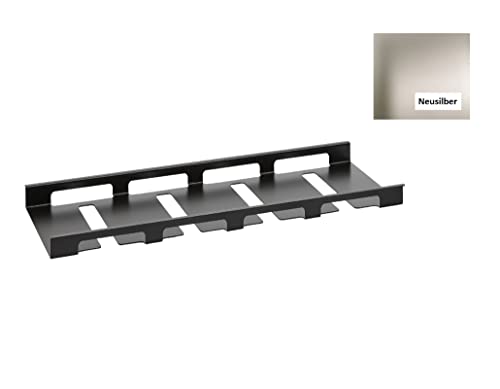 Wesco Rack System Smart Glashalter 60 aus pulverbeschichtetem Aluminium, flexibel erweiterbar, in der Farbe: Neusilber, Maße: 558 x 208 x 25 mm von WESCO