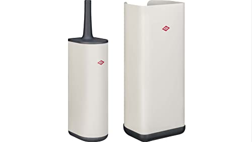 Wesco Set aus 1x Toilettenbürste LOFT aus pulverbeschichtetem Stahlblech mit Silikonbürste und 1x Papierrollenhalter LOFT in Halbrunder Form mit Kunststoff Sockel - Farbe: Sand Matt von WESCO