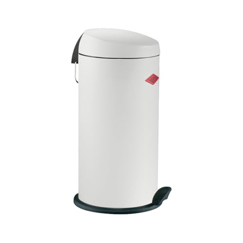Wesco klassischer Tretabfallsammler CAPBOY MAXI in der Farbe weiß, pulverbeschichtetes Stahlblech, Metalleinsatz aus 22 Liter Volumen, Kunststoff-Fußtritt von WESCO