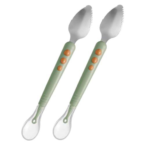 WESIEVYA 2Stücke Obstlöffel für Doppelköpfiger Fruchtpuree mit Ergonomischem Beikoststart Sanftes Schaben von WESIEVYA