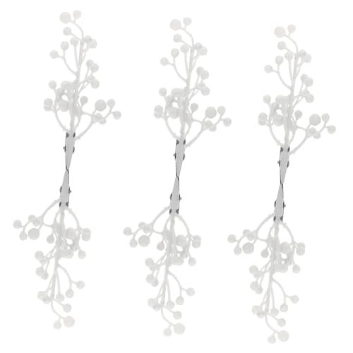 WESIEVYA 6st Künstliche Beere Simulation Beerenzweige Hochzeitsdekoration Weihnachtsbaumschmuck Gefälschte Beerenzweige Weihnachtsblumen-Picks Weihnachtsbaum Pflücken Girlanden Metall Weiß von WESIEVYA