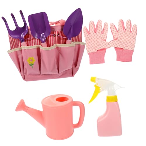 WESIEVYA Gartengeräte Teilig mit Metallrechen Schaufel Handschuhen Gießkanne und Sprühflasche Robustes Gartenwerkzeug für Jungen und Mädchen Garten Spielset zur Naturerfahrung von WESIEVYA