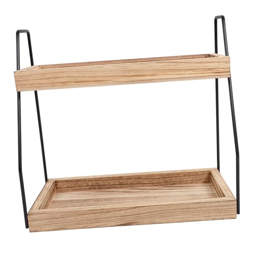 WESIEVYA Küchenregal aus Holz 2-Stufig Multifunktional für Küche und Bad Stabiler Organizer mit Eisenrahmen von WESIEVYA