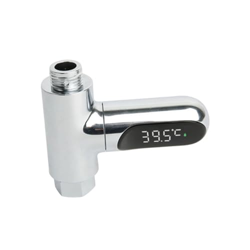 WESIEVYA LED Duschwasser-thermometer mit Led-display Drehbar batteriefrei Präziser Sensor Einfache Installation Silber von WESIEVYA