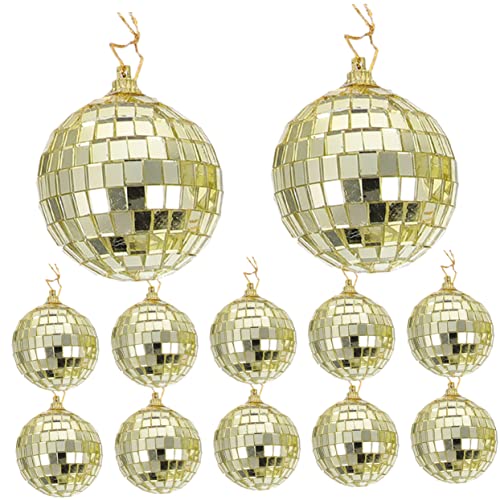 WESIEVYA 12stücke Teiliges Spiegel-discokugeln Für Weihnachtsbaum-Dekoration Hängende Weihnachtsbaum-Ornamente Goldene Reflektierende Kugeln Für Partys Und Fotorequisiten von WESIEVYA