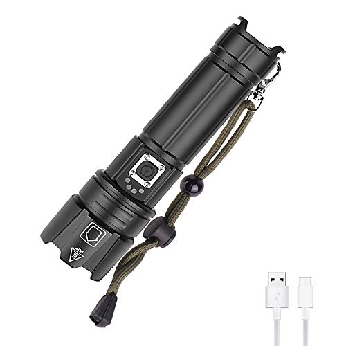 6000 Lumen LED Taschenlampe, WESLITE XHP70.2 Taschenlampe Aufladbar Taktische Taschenlampe LED Extrem Hell P70 Taschenlampen USB Wiederaufladbare Zoomfähig 5 Modi für Camping Wandern(Akku Enthalten) von WESLITE