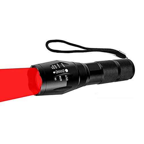 WESLITE Rotlicht Taschenlampe, Jagd Taschenlampe Rote LED Taschenlampe Signal-Taschenlampen Fokus einstellbar 1 Modus für Astronomie Nachtsicht Wandern von WESLITE