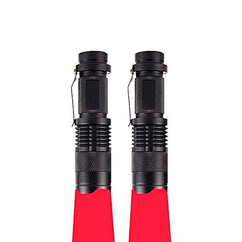 WESLITE Rotlicht Taschenlampe, Mini Rot Taschenlampen Rote Signallampe mit Clip Rote LED Taschenlampen Zoombare Rotlichtlampe 3 Modi für Stargazing Nachtsicht Astronomie Camping (2er Pack) von WESLITE