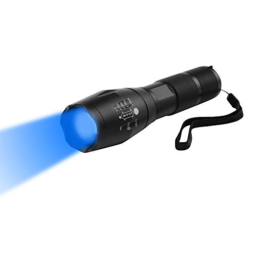 Taschenlampe Blaues Licht, WESLITE 470nm Blaue LED Taschenlampe Outdoor Taschenlampen Blaue Fokus Einstellbar 1 Modus für Nachtsicht, Angeln, Jagd(Batterie nicht im Lieferumfang enthalten) von WESLITE