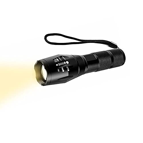 Taschenlampe Gelbes Licht, WESLITE Taschenlampe LED mit Warmweiß Licht 3500K-3700K Gelbe Licht Taschenlampen 1 Modus Starke Durchdringung & Zoombar für Nachtsicht Wandern Camping Jagd Nebelwetter von WESLITE