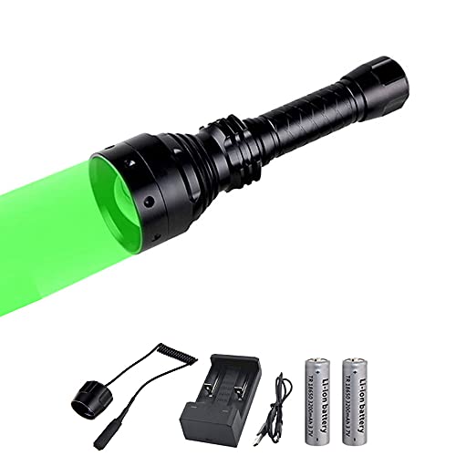 WESLITE Taschenlampe Grün für Jagd Taschenlampe Jagd mit Grünes Licht LED Taschenlampen Grün für Jagd 350 Yards Zoombares Jagdlampe mit Druckschalter und Wiederaufladbarer Batterie für Nachtsicht von WESLITE