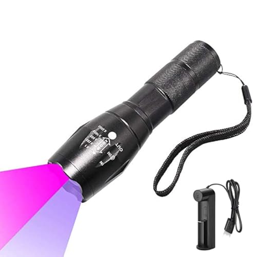 WESLITE 2-in-1 UV Taschenlampe - Schwarzlicht Mit 365nm & 395nm Doppeltem LED-Licht, USB Aufladbar, Zoombar - Urin Detektor für Haustiere, Bernstein von WESLITE