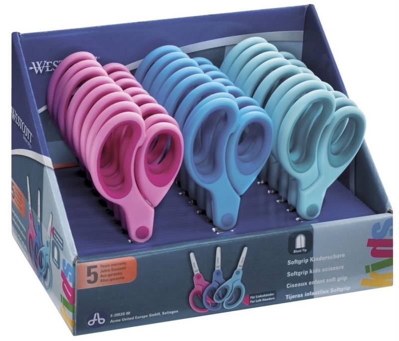 WESTCOTT Bastelscheren E-2053S 00 Scheren-Display Kids Softgrip-Kinderscheren runde Spitze fa von WESTCOTT