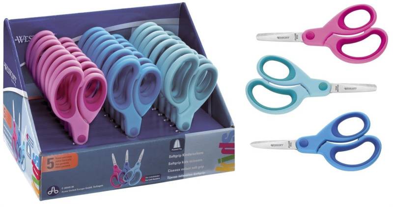 WESTCOTT Bastelscheren E-2054S 00 Scheren Kids24 Softgrip-Kinderscherenspitze Spitze farbig s von WESTCOTT