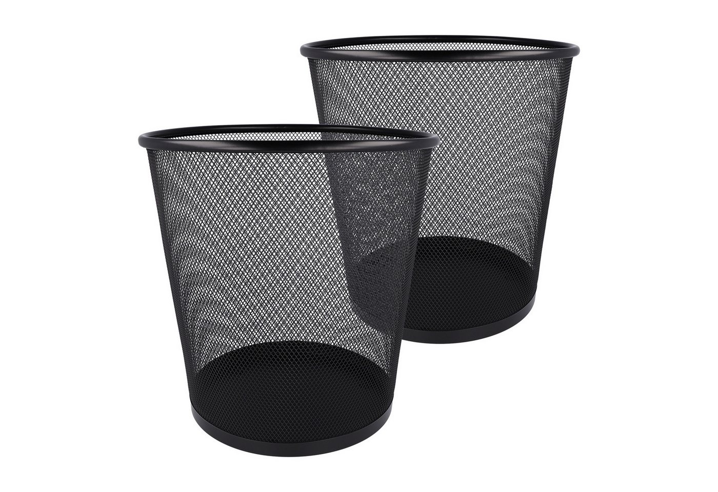 WESTCOTT Papierkorb Abfalleimer Mesh Schwarz (2er-Set), Mülleimer aus Drahtgeflecht 12,3l, Papierkorb für Büro, Homeoffice oder Haushalt von WESTCOTT
