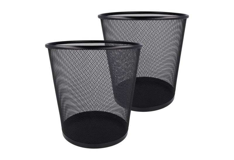 WESTCOTT Papierkorb Abfalleimer Mesh Schwarz (2er-Set), Mülleimer aus Drahtgeflecht 12,3l, Papierkorb für Büro, Homeoffice oder Haushalt von WESTCOTT