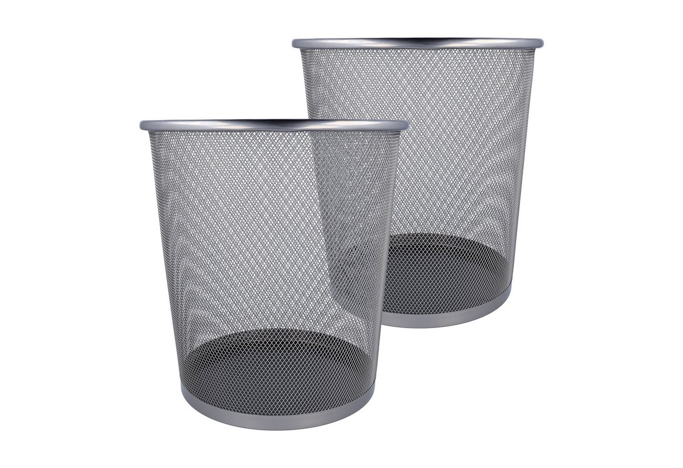 WESTCOTT Papierkorb Abfalleimer Mesh Silber (2er-Set), Mülleimer aus Drahtgeflecht 12,3l, Papierkorb für Büro, Homeoffice oder Haushalt von WESTCOTT