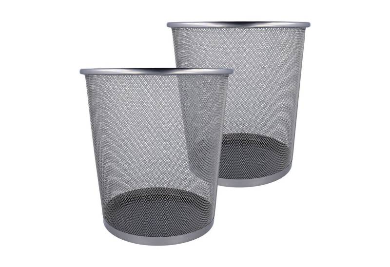 WESTCOTT Papierkorb Abfalleimer Mesh Silber (2er-Set), Mülleimer aus Drahtgeflecht 12,3l, Papierkorb für Büro, Homeoffice oder Haushalt von WESTCOTT