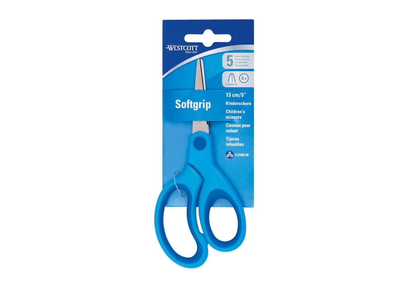 WESTCOTT Papierscheren Kinderschere Kids E-21583 00 spitze Spitze 13cm blau von WESTCOTT