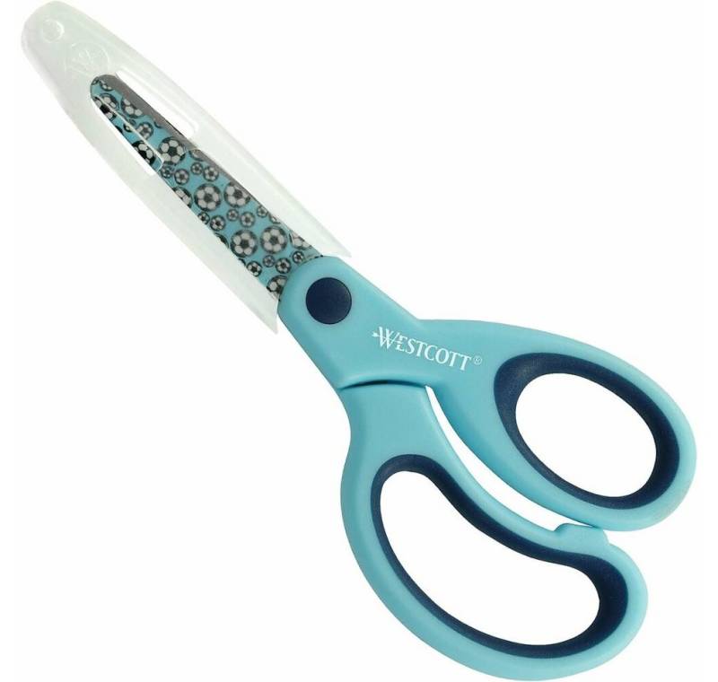 WESTCOTT Papierscheren Softgrip Kids Scissors With Football Motif, Printed Blade 13 von WESTCOTT