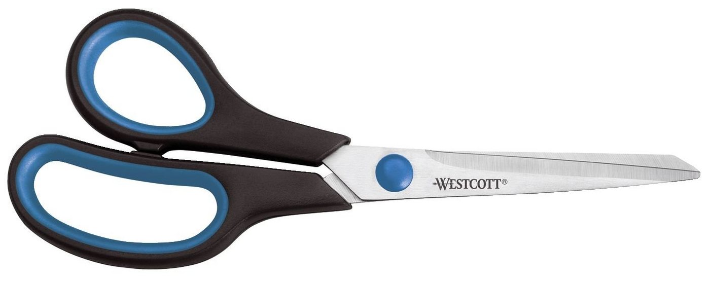 WESTCOTT Universalschere 00 Schere Easy Grip Linkshand rostfrei gebogen asymmetrisch blau/sw 21 von WESTCOTT