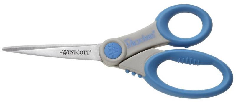 WESTCOTT Universalschere 00 Schere Microban® Softgrip, rostfrei, asymmetrisch, grau/blau, 21 cm von WESTCOTT