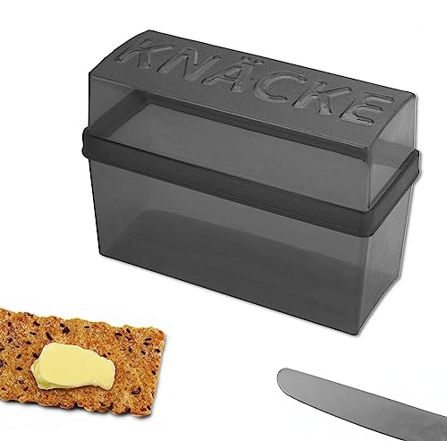 1er | 2er | 4er Knäckebrot Box Set, für z.B. Sauerteig, Roggen Crisp Knäcke | finnisches, schwedisches Knäcke Brot in Scheiben | Aufbewahrung | kleine Mini Brotbox 20 x 14 x 9 cm Schwarz von WESTCRAFT