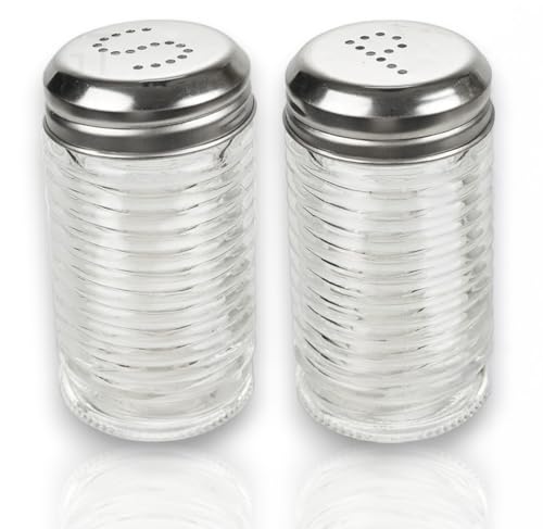 Butterbrüder Salz & Pfeffer-Set - Salzstreuer aus Glas für Esstisch Küche 2er Set Glas, Pfefferstreuer Cylinder schlicht sparsam schön - puristisches Design in Zylinderform (2er Set Glas S+P Streuer) von WESTCRAFT