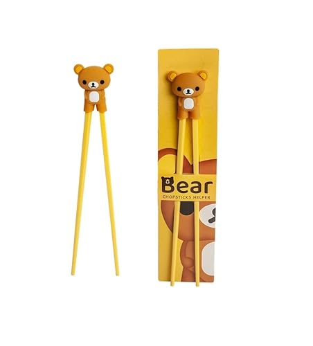 ESS-Stäbchen für Kinder, weiß, 22 cm, mit süßem Bär, Katze, Hase, Panda als Halterung für Anfänger, Stäbchen auswechselbar Bär ( Bear ) von WESTCRAFT