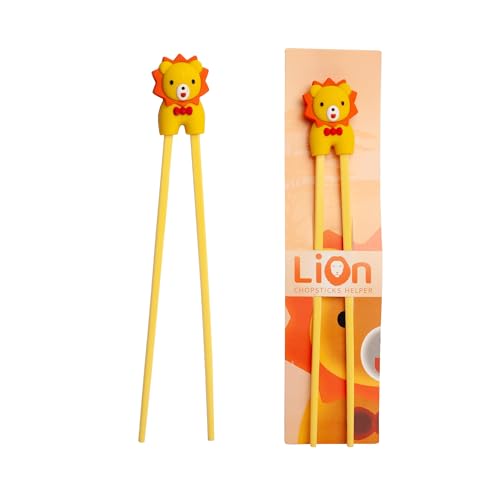 ESS-Stäbchen für Kinder, weiß, 22 cm, mit süßem Bär, Katze, Hase, Panda als Halterung für Anfänger, Stäbchen auswechselbar Löwe ( Lion ) von WESTCRAFT