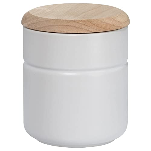 WESTCRAFT Elegante Vorratsdose TINT, Aufbewahrungsdose, Küchen-Dose mit Holz-Deckel, matt, Porzellan (600ml Weiß) von WESTCRAFT