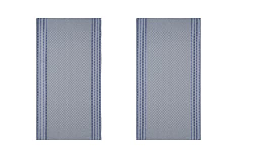 Hochwertige Grubentücher - Grubentuch Halbleinen 50 x 100 cm kariert, Verschiedene Designs - Geschirrtücher, Küchentücher, Trockentücher, Geschirr-Handtuch 51% Leinen 49 % Baumwolle (2er-Grau-Blau) von WESTCRAFT