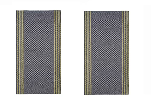 Hochwertige Grubentücher - Grubentuch Halbleinen 50 x 100 cm kariert, verschiedene Designs - Geschirrtücher, Küchentücher, Trockentücher, Geschirr-Handtuch 51% Leinen 49 % Baumwolle (2er-Set gelb) von WESTCRAFT