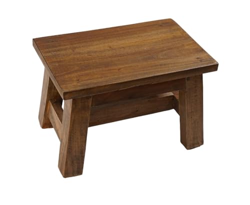 Kleiner Hocker Tritthocker Kinder Fußbank Schemel Trittbank Fußschemel Fussbank Massiv Mango-Holz Vintage, handgemacht, Natur rustikal (Brown Brown) von WESTCRAFT