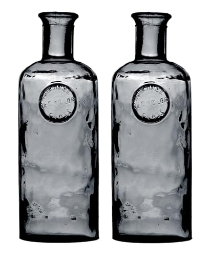 Massive Flaschenvase (Dickes Glas) Malea aus recyceltem Glas 2,3L | Bottle Vase für Blumen-Arrangements, Tischdekoration, Deko - Blumen Vase aus mehrschichtigem Quarzglas (Anthrazit 2er-Set) von WESTCRAFT
