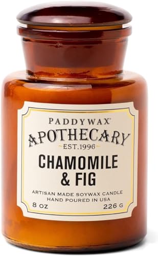 Paddywax Apothecary Duft Kerze, 240 ml im Apothekerglas - äußergewöhnliche Aromen & Düfte, Raumduft Aroma-Therapie, Wachs Kerzenlicht Aromakerze | Amber Cardamom Feige Meersalz (Chamomile & Fig) von WESTCRAFT