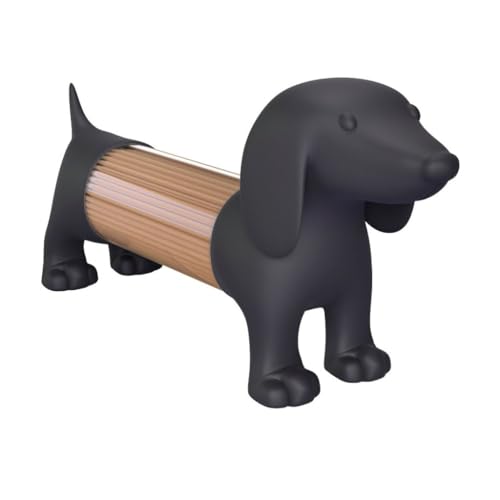 Praktische Zahnstocherspender Salz- und Pfefferstreuer Hund Katze Behälter für Zahnstocher aus qualitativ hochwertigem Kunststoff und Acryl (Dackel grau) von Westcraft