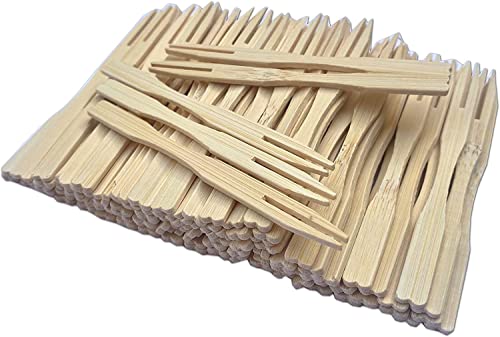 WESTCRAFT 100 Party Gäbelchen Frucht Cocktail Gabeln Fingerfood Holz Buffet Picker Holzgabeln Einweg Spieße Spiesschen Essen Hochzeit BBQ Buffet (100x) von WESTCRAFT