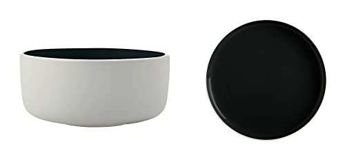 WESTCRAFT Maxwell & Williams - TINT Müsli-Schale 14 cm aus Porzellan, zweifarbig, außen weiß, innen mit Farbhighlight (schwarz) von WESTCRAFT