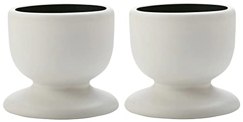 WESTCRAFT Tint Eierbecher aus Porzellan, außen weiß, innen mit einem Farbhighlight, Zeitlose Tafelwelten Maxwell & Williams (2er-Set-Schwarz), 5 cm von WESTCRAFT