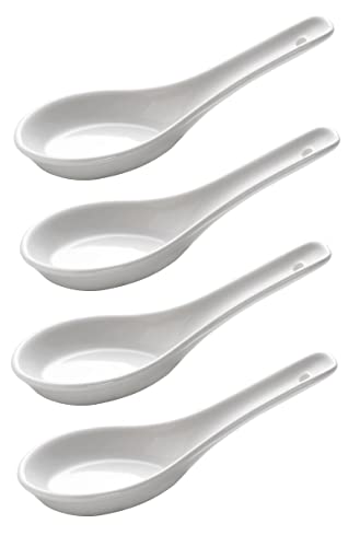 WESTCRAFT - east | White Basics ACCESSOIRES | Nippon Black and Blue - Porzellan-Löffel-Set Asien / Japan 13,5 cm - Suppen-Löffel, Servier-Löffel - Spoon-Set (White Basics 4er-Set) von WESTCRAFT