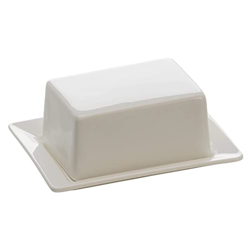 WESTCRAFT Butterbrüder - kleine Copenhagen Butterdose 125g für EIN halbes Butterstück, superweißes Porzellan 13 x 10 cm, halb dänische Klassische Butterglocke von WESTCRAFT