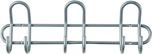 stabile Garderobe mit Hakenleiste | Wandgarderobe | Kleiderhaken massive Garderobenleiste Wand Tür | schlichte Flurgarderobe aus Edelstahl Metall 40 bis 55 cm | 6 bis 8 Haken (40cm Garderobe 6 Haken) von WESTCRAFT