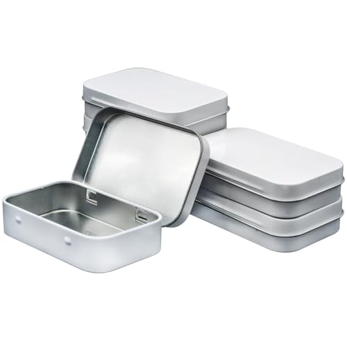 WESTKAIBA 6 Stück Blechdose Mini Box Metall Aufbewahrungskoffer Klappdeckel Rechteckbehälter Zubehör Aufbewahrung Sonstige Waren Aufbewahrung, Weiß 3.7 * 2.4 * 0.8 zoll von WESTKAIBA