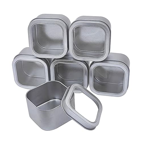 WESTKAIBA 6Pcs Zinn Box Dosen Mini Boxen, Metall Aufbewahrungsboxen mit Abdeckungen, Perspektive Quadrate Behälter, Kleine Gegenstände Lagerung Lebensmittelboxen, Silber von WESTKAIBA